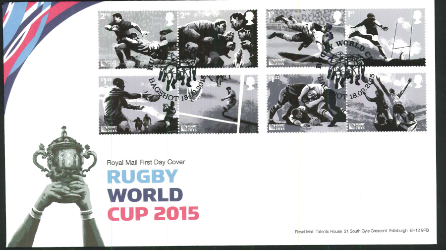 2015 Rugby World Cup Set First Day Cover, Bagshot Postmark